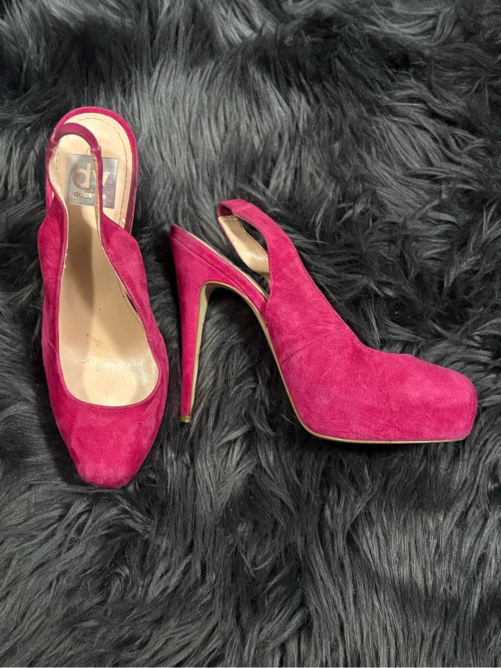 Dolce Vita Fuchsia Suede Slingback Platform Heels